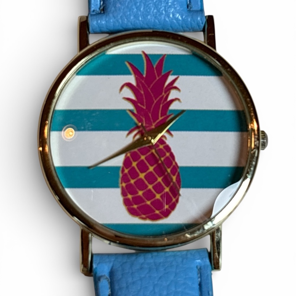 Novelty Pineapple Themed Watch with Blue Strap